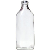 Flacon en verre blanc type sirop 200 ml bouchon noir - Matériel de préparation en Herboristerie - 1-Witte glazen fles type siroop 200 ml zwarte dop