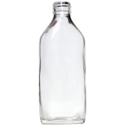 Flacon en verre blanc type sirop 200 ml bouchon noir - Matériel de préparation en Herboristerie - 1