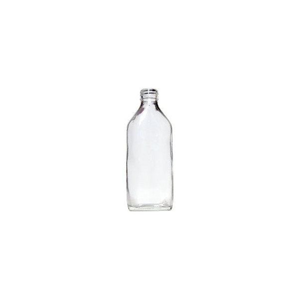 Flacon en verre blanc type sirop 200 ml bouchon noir - Matériel de préparation en Herboristerie - 1