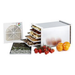 Déshydrateur séchoir (2,5 à 3,5kg) à fruits et plantes médicinales ou arômatiques - 6 plateaux - Finition Deluxe Inox - Séchoirs