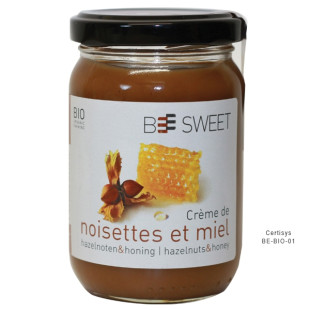 Crème de noisettes et miel Bio 225 gr - Pâte à tartiner - Produits de la Ruche - 1