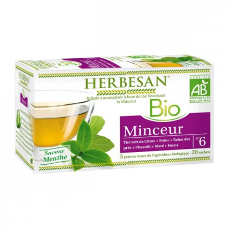Herbesan Infusion Thé vert Minceur Bio 20 sachets infusettes - Herbesan - Tisanes en infusettes - 1