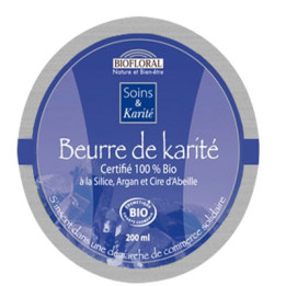 Beurre de Karité à la silice, argan et cire d'abeille Bio 200 ml - Biofloral - Soins du corps - 1