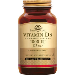 Vitamine D-3 25 µg/1000 UI comprimés à croquer 100 comprimés - Solgar - Vitamine A & D / huile de foie de morue - 1