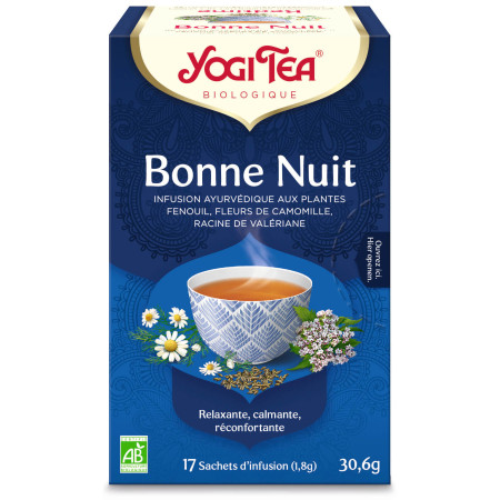 Yogi Tea 'Bonne Nuit' Bio 17 sachets - Thé Ayurvedic - Tisanes en infusettes - 1 Yogi Tea 'Bonne Nuit' Bio 17 sachets - Thé Ayurvedic - Tisanes en infusettes - 1
