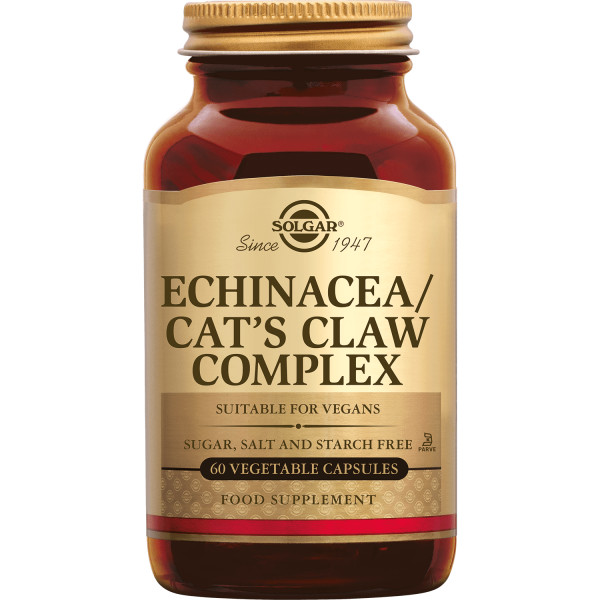 Echinacea/Cat's Claw Complex (Echinacée, Griffe de chat) 60 gélules végétales - Solgar - <p>Contient trois plantes médicinales -