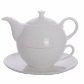 Tisanière en porcelaine 0.6 L avec tasse 0.3 L avec filtre 3 en 1 Blanc - Accessoires autour des tisanes et du thé - 1-Tisanière en porcelaine 0.6 L avec tasse 0.3 L avec filtre 3 en 1 Blanc