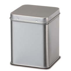 Tee- und Kräuterteebox aus gebürstetem Silbermetall - 100 g - Kräuterkunde-Zubereitungszubehör - 1