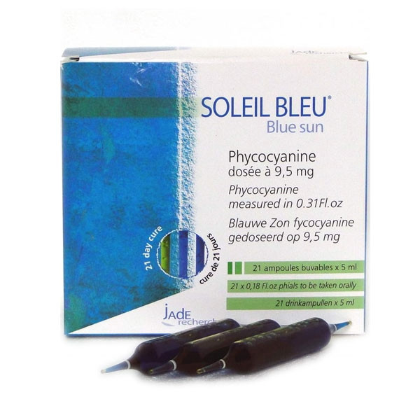 Soleil Bleu Phycocyanine fraiche concentrée à 9.5 mg 21x5 ml - Jade Recherche