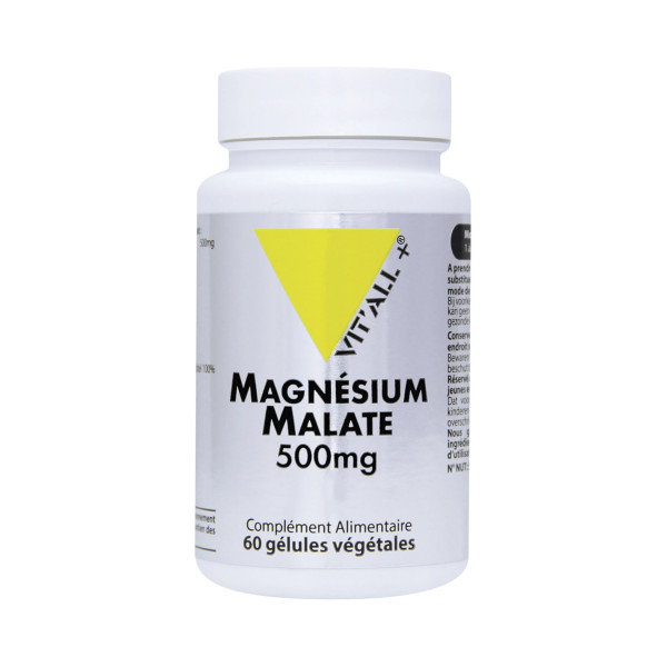 Malate de Magnésium 500 mg 60 gélules végétales - Vit'all+