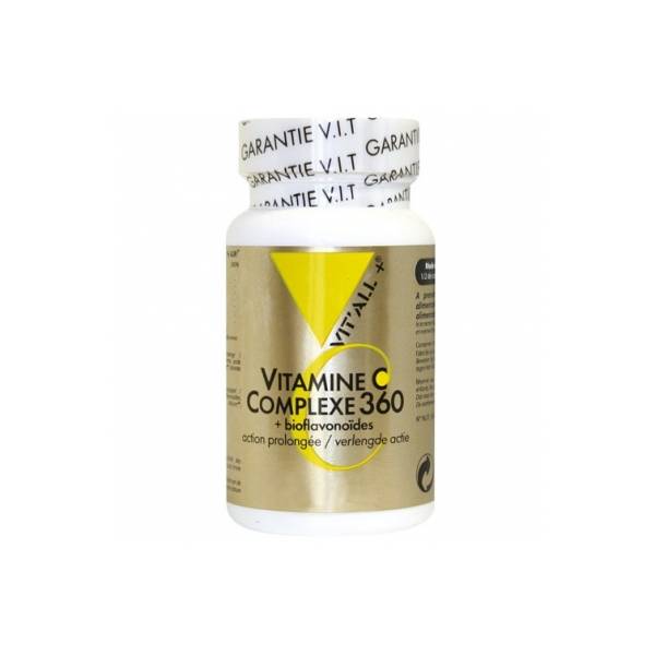 Vitamine C Complexe 360 + bioflavonoïdes 60 comprimés - Vit'all+ - Vitamine C, Acérola et Bioflavonoïdes - 1