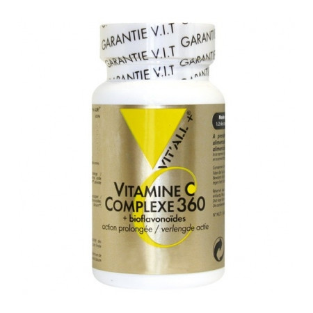 Vitamine C Complexe 360 + bioflavonoïdes 100 comprimés - Vit'all+ - Vitamine C, Acérola et Bioflavonoïdes - 1