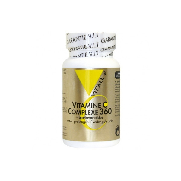 Vitamine C Complexe 360 + bioflavonoïdes 100 comprimés - Vit'all+ - Vitamine C, Acérola et Bioflavonoïdes - 1