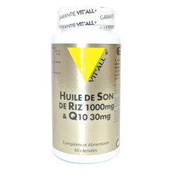 Huile de son de riz 1000mg et Q10 30mg 60 capsules - Vit'all+ - Cholestérol - Cardiovasculaire - 1