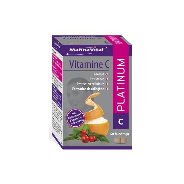 Vitamine C Platinum 60 comprimés - Mannavital - Vitamine C, Acérola et Bioflavonoïdes - 2