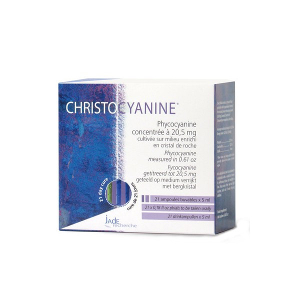 Christocyanine - Extrait de spiruline fraiche concentrée à 20.5 mg 21x5 ml - Jade Recherche - Extraits de plantes en ampoules  -