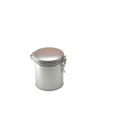 Boite à thé hermétique cylindrique argentée - 102/122 mm - Herboristerie du Valmont - Accessoires autour des tisanes et du thé -