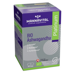 Ashwagandha Bio Platinum 60 gélules végétales - Mannavital - Gélules de plantes - 1
