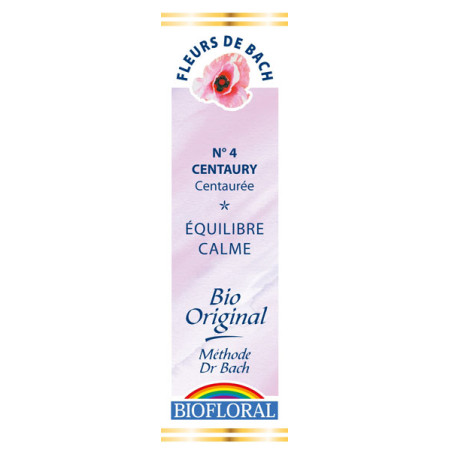 Centaury 20 ml - N°4 - Fleurs de Bach Bio - Biofloral - Fleurs de Bach et élixirs floraux - 1 Centaury 20 ml - N°4 - Fleurs de Bach Bio - Biofloral - Fleurs de Bach et élixirs floraux - 1