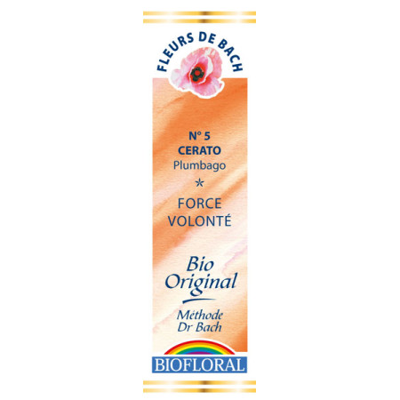 Cerato 20 ml - N°5 - Fleurs de Bach Bio - Biofloral - Fleurs de Bach et élixirs floraux - 1 Cerato 20 ml - N°5 - Fleurs de Bach Bio - Biofloral - Fleurs de Bach et élixirs floraux - 1