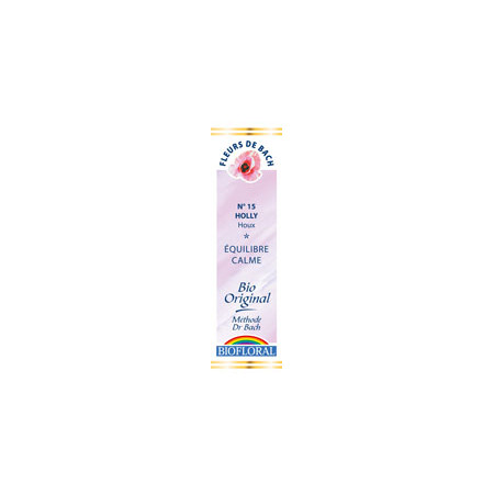 Holly 20 ml - N°15 - Fleurs de Bach Bio - Biofloral - Fleurs de Bach et élixirs floraux - 1 Holly 20 ml - N°15 - Fleurs de Bach Bio - Biofloral - Fleurs de Bach et élixirs floraux - 1