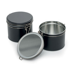 Boite à thé hermétique métallique - Noire - 102/90 mm - Herboristerie du Valmont - Accessoires autour des tisanes et du thé - 3
