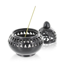 Schwarzer Steindiffusor – Modell Venedig – Aromandise – Räucherwerk, traditionelle Harze & Begasung – 2