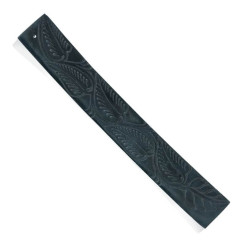 Porte-encens pour bâtonnets en pierre noire  - Modèle Kaya fleurs - Aromandise - Encens, Résines Traditionnelles & Fumigation - 