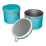 Boite à thé hermétique métallique - Bleu turquoise - Modèle bas - Herboristerie du Valmont - Accessoires autour des tisanes et d-Luchtdichte metalen theedoos - Turquoiseblauw - Laag model - Herboristerie du Valmont