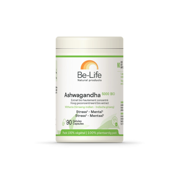 Ashwagandha 5000 Bio (Ginseng indien) 90 gélules végétales - Be Life - <p>Détente - Equilibre mental</p>
<p><a class="lienanc" t