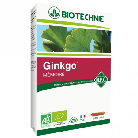 Ginkgo Bio 20 ampoules - Biotechnie - Extraits de plantes en ampoules  - 1
