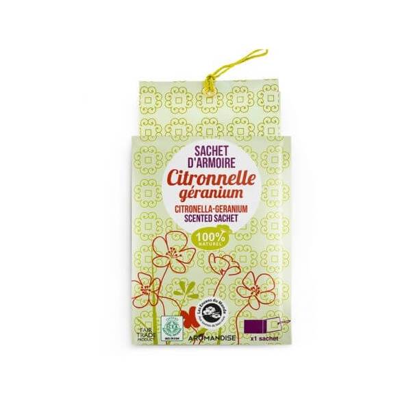 Sachet d'été parfumé citronnelle et Géranium - Aromandise - Anti-Moustiques - Piqûres - 1