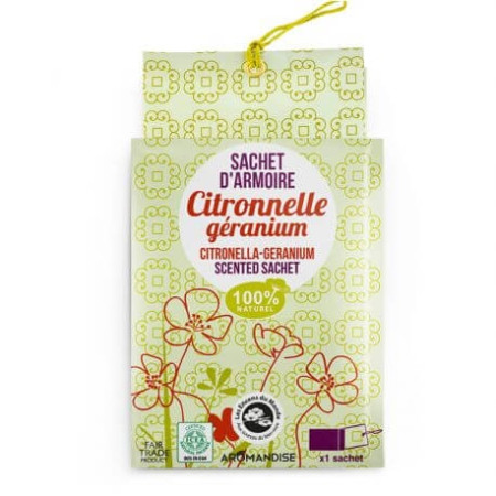 Sachet d'été parfumé citronnelle et Géranium - Aromandise - Anti-Moustiques - Piqûres - 1 Sachet d'été parfumé citronnelle et Géranium - Aromandise - Anti-Moustiques - Piqûres - 1