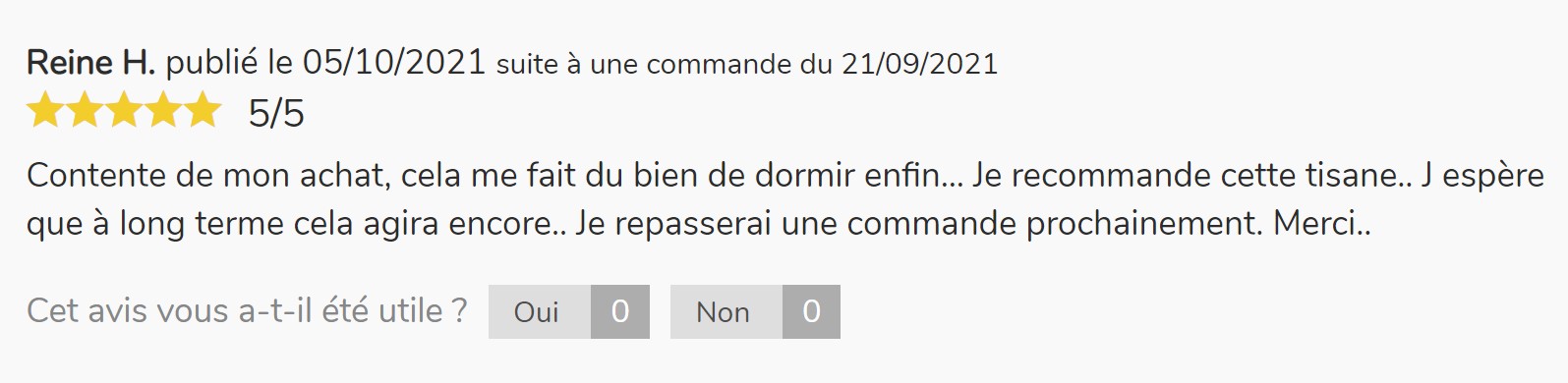 Avis sur la Tisane Nuit Profonde de l'Herboristerie du Valmont - 01