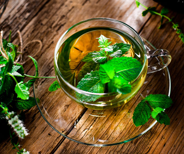 Tasse de tisane de menthe poivrée