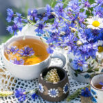 tasse de thé bleuet