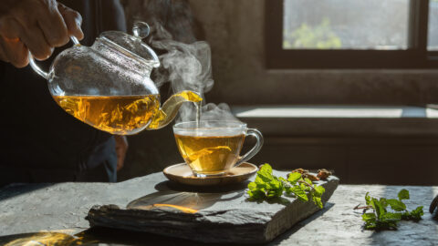 tisane boldo tasse de thé feuilles